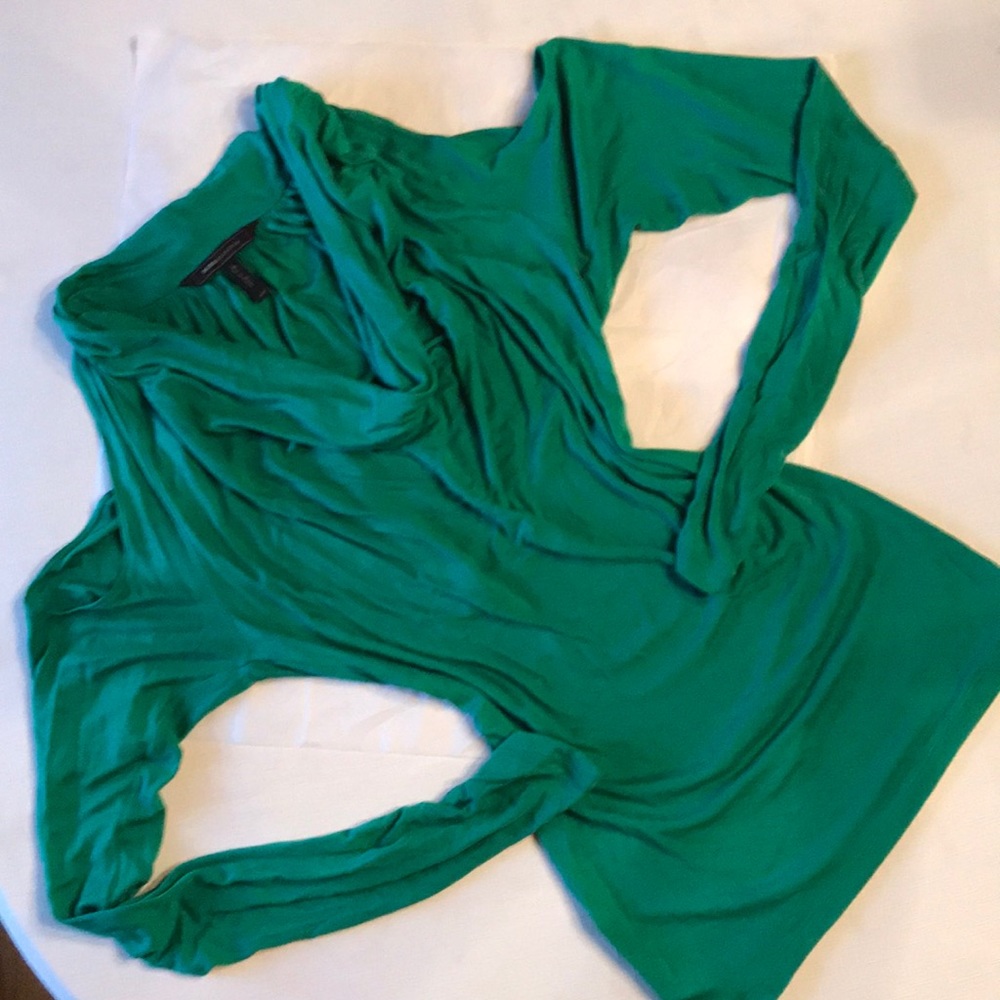 BCBG MAXAZRIA xxs Cold shoulder cowl neck green